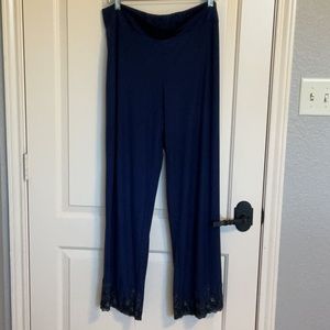 Soma Royal Blue and Black Lace Pajama Pants - Size XL